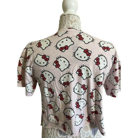 Sanrio Pink Hello Kitty Crop Tee- Womens Size Large - Picture 2 of 6